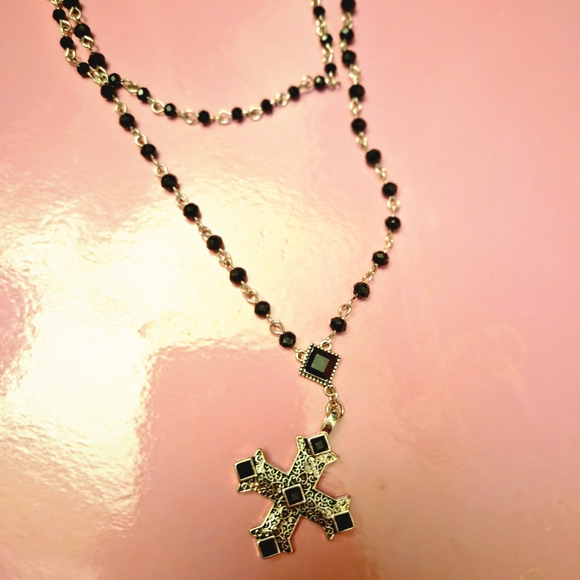 Forever 21 Black and Silver Cross Necklace - Picture 2 of 2